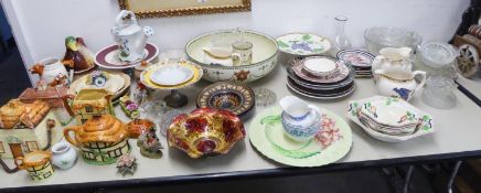 CERAMICS AND GLASS, MIXED LOT, to include: ROYAL DOULTON TOILET BOWL, COTTAGE PATTERN SWING HANDLE