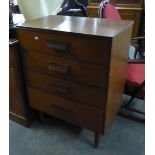 A STYLISH TEAK CHEST OF FOUR DRAWERS