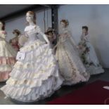 THREE ROYAL WORCESTER CHINA CRINOLINE FIGURES