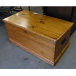 VICTORIAN PINE BEDDING BOX WITH CANDLEBOX AND DRAWER TO THE INTERIOR