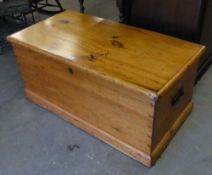 VICTORIAN PINE BEDDING BOX WITH CANDLEBOX AND DRAWER TO THE INTERIOR