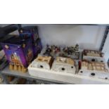 HARWOOD DELL BOXED CERAMIC CHRISTMAS VILLAGE WITH FOUR CERAMIC HOUSES ETC.. AND THREE BOXED