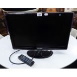SAMSUNG FLAT SCREEN SMALL TELEVISION WITH REMOTE CONTROL