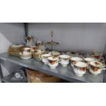 ROYAL ALBERT OLD COUNTRY ROSES PATTERN TEA AND COFFEE SERVICE, COMPRISING 6 TEACUPS, 6 COFFEE