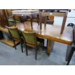 AN ART DECO DINING ROOM TABLE WITH EXTRA LEAF 120cm long x 83cm high x 165cm long, WHEN EXTENDED AND