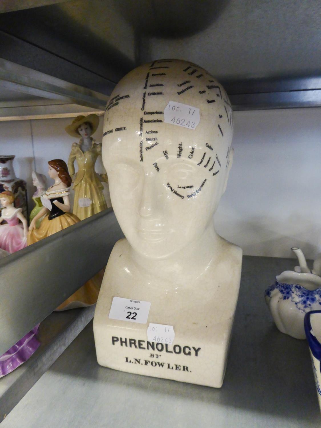 L.N. FOWLER POTTERY 'PHRENOLOGICAL' HEAD