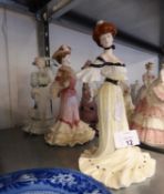 THREE COALPORT CHINA CRINOLINE FIGURES VARIOUS