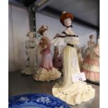 THREE COALPORT CHINA CRINOLINE FIGURES VARIOUS