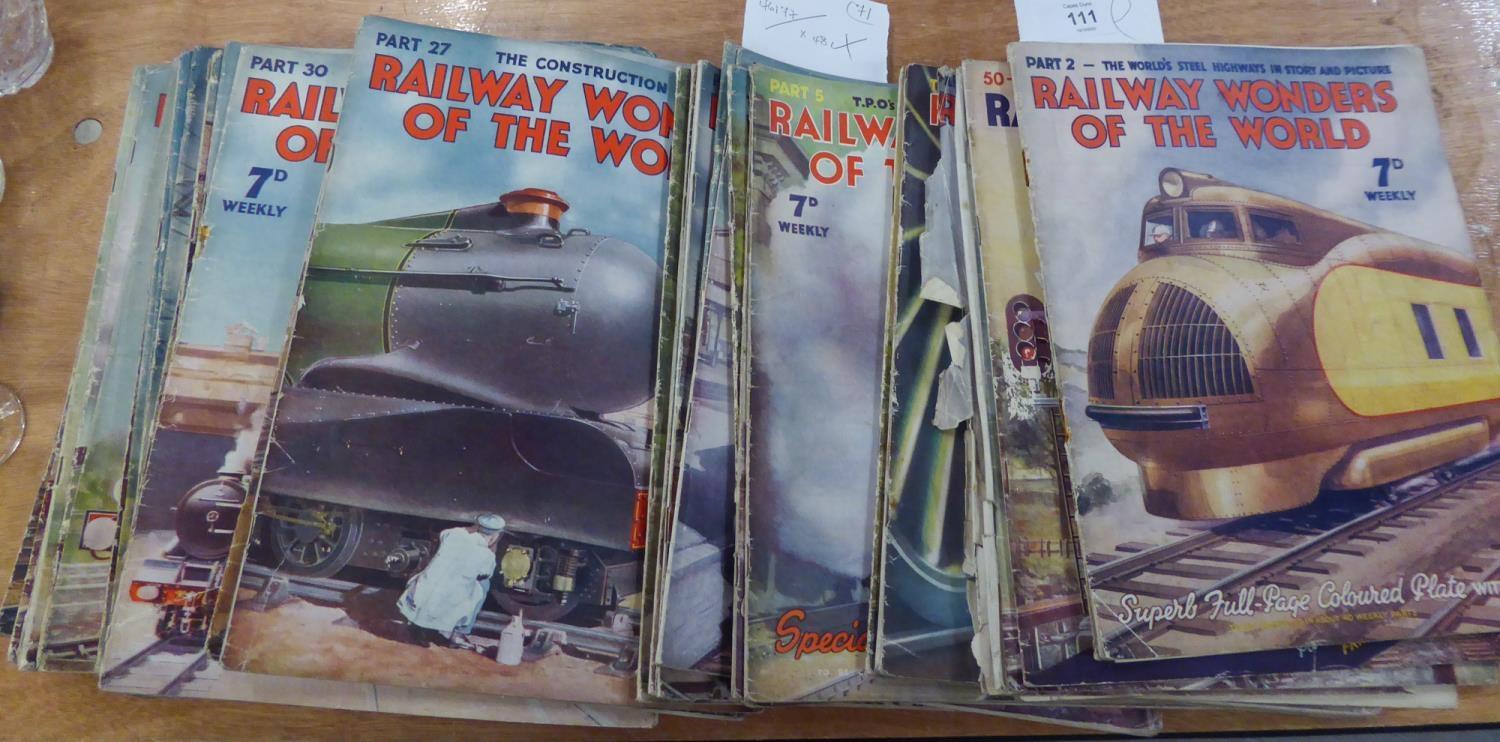 'RAILWAY WONDERS OF THE WORLD' WEEKLY MAGAZINE 1935-36, APPROX 48 COPIES (VARYING CONDITIONS)