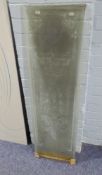 VICTORIAN ETCHED GLASS OBLONG DOOR PANEL, 44? x 13?