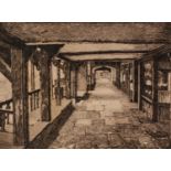 BRUCE IRVING PAIR OF ARTIST SIGNED ETCHINGS ?The Rows, Chester? ?Anne Hathaway?s Cottage? 6? x