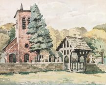 HARRY SAUNDERS B.W.S.WATERCOLOUR DRAWING'Warburton Old Church, Cheshire'Signed10 1/2" x 13" (27 x