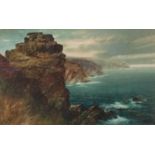 I. SHERIDAN? (EARLY TWENTIETH CENTURY) WATERCOLOUR DRAWING Coastal scenes from clifftop Signed 10 ¾?