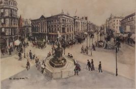 MARGARET CHAPMAN ARTIST SIGNED COLOUR PRINT Piccadilly Circus, London