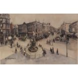 MARGARET CHAPMAN ARTIST SIGNED COLOUR PRINT Piccadilly Circus, London