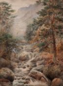 UNATTRIBUTED, (NINETEENTH CENTURY) WATERCOLOUR DRAWING Highland landscape with river in the