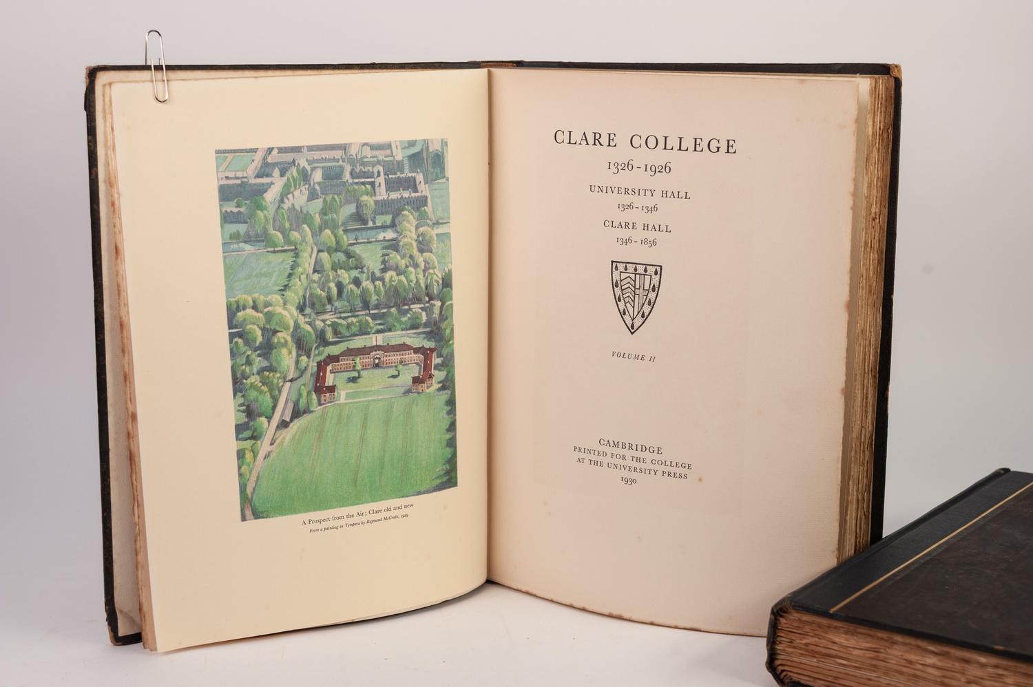 Mansfield D Forbes- Clare College 1326-1926 2 volumes, printed for the College at the University - Image 3 of 3