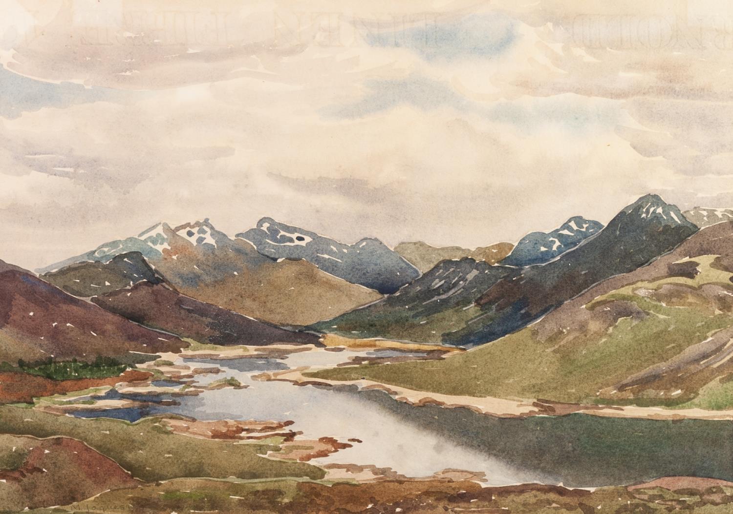 MARJORIE JAQUESTWO WATERCOLOUR DRAWINGS'Loch Loyne'Signed lower left and labelled verso11 1/2" x 8