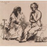 AFTER REMBRANDT TWO INK DRAWINGS AND A PRINT 8 ½? X 7 ¼? (21.6cm x 18.4cm) and smaller, (3)