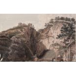 FIVE LATE EIGHTEENTH CENTURY COLOURED ENGRAVINGS ?View of Castleton? ?View of Old Hall? 'View of