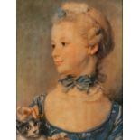 JEAN BAPTISTE PERRONEAU (1715 - 1783) COLOUR PRINT REPRODUCTION LAID DOWN ON CANVAS Young Girl