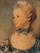 JEAN BAPTISTE PERRONEAU (1715 - 1783) COLOUR PRINT REPRODUCTION LAID DOWN ON CANVAS Young Girl