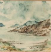 ALLEN FREER (b.1926) THREE MINIATURE WATERCOLOURS ON VELLUM ?Mountain Landscape? ?Pembrokeshire