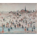 AFTER L.S. LOWRY COLOUR PRINT, UNSIGNED 'At the seaside' 20" x 24" (51cm x 61cm) ANOTHER COLOUR