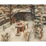WILLIAM HALLE (1912-1998) OIL ON BOARD Garden in Winter Signed and dated 31.2.79 9 ½? x 11 ½? (24.