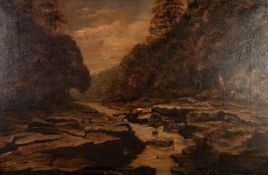 UNATTRIBUTED (NINETEENTH CENTURY) OIL ON CANVAS Riverscape Unsigned 19 ½? x 29 ½? (49.5cm x 75cm)