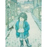 EDITH Le BRETON (1912-1992) ARTIST SIGNED COLOUR PRINT ?Sam-bone Man in Salford Town? Signed,