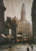 ARTHUR DELANEY ARTIST SIGNED LIMITED EDITION COLOUR PRINT Manchester street scene with view of the