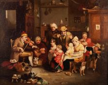 AFTER DAVID WILKIE NINETEENTH CENTURY OIL ON RELINED CANVAS ?The blind fiddler? Unsigned 8? x