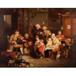 AFTER DAVID WILKIE NINETEENTH CENTURY OIL ON RELINED CANVAS ?The blind fiddler? Unsigned 8? x