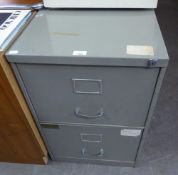 A TWO DRAWER METAL FILING CABINET