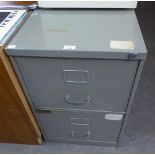 A TWO DRAWER METAL FILING CABINET