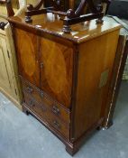 GEORGIAN STYLE MAHOGANY TWO DOOR TELEVISION CABINET WITH FALL-FRONT COMPARTMENT BELOW