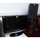 A SAMSUNG 26" TELEVISION AND A PAIR OF LOUDSPEAKERS