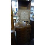 GOOD QUALITY BURR WALNUTWOOD CHEST OF FIVE DRAWERS, HAVING DROP LOOP HANDLES, ON BRACKET FEET AND