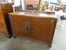 VINTAGE OAK TWO DRAWER SIDEBOARD with two drawers to the interior