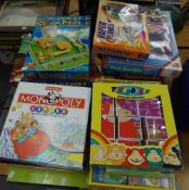 QUANTITY OF GAMES TO INCLUDE; JUNIOR MONOPOLY, PAUL DANIELS MAGIC SET 100, BOX OF CARD TRICKS,