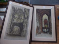 TWO SIGNED ETCHINGS, FRAMED AND GLAZED