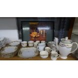 COPELAND SPODE 'GLORY' COFFEE SERVICE FOR SIX PERSONS, WITH TEAPOT, 15 PIECES AND MEITO CHINA PART