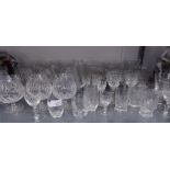 A GOOD SELECTION OF CUT GLASS DRINKING GLASSES TO INCLUDE; 12 BRANDY BALLOONS, SUNDAE DISHES ETC....