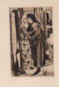 MAG MAY? ARTIST SIGNED LIMITED EDITION ETCHING Two figures in Medieval dress embracing, possibly