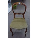 VICTORIAN WALNUT BALLOON BACK SINGLE CHAIR, ON FRENCH CABRIOLE FRONT SUPPORTS