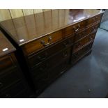 GEORGIAN STYLE MAHOGANY HI-FI CABINET AND SYSTEM FACED AS NINE SHORT DRAWERS, COMPRISING; A FULL