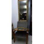 A CHILD?S EASY ARMCHAIR, AND A GILT FRAMED SMALL ROBING MIRROR AND TWO SMALL MIRRORS (4)