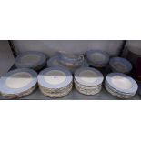 ROYAL ALBERT PALE BLUE AND WHITE CHINA EXTENSIVE DINNER SERVICE FOR TWELVE PERSONS, 54 PIECES
