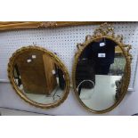 CIRCULAR GILT FRAMED WALL MIRROR AND ANOTHER WALL MIRROR IN GILT FANCY FRAME (2)